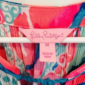 Lilly Pulitzer Coral Pink and Turquoise Floral Sundress